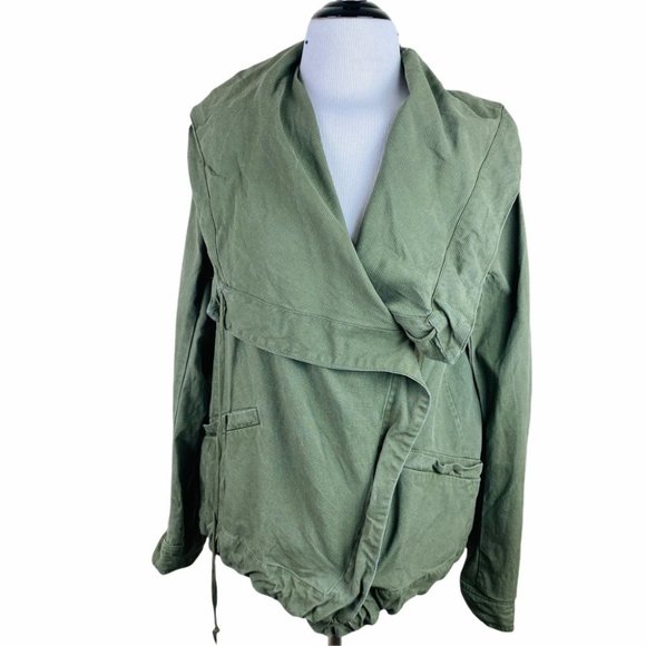 La Hearts Jackets & Blazers - LA Hearts Green Drapey Military Utility Jacket